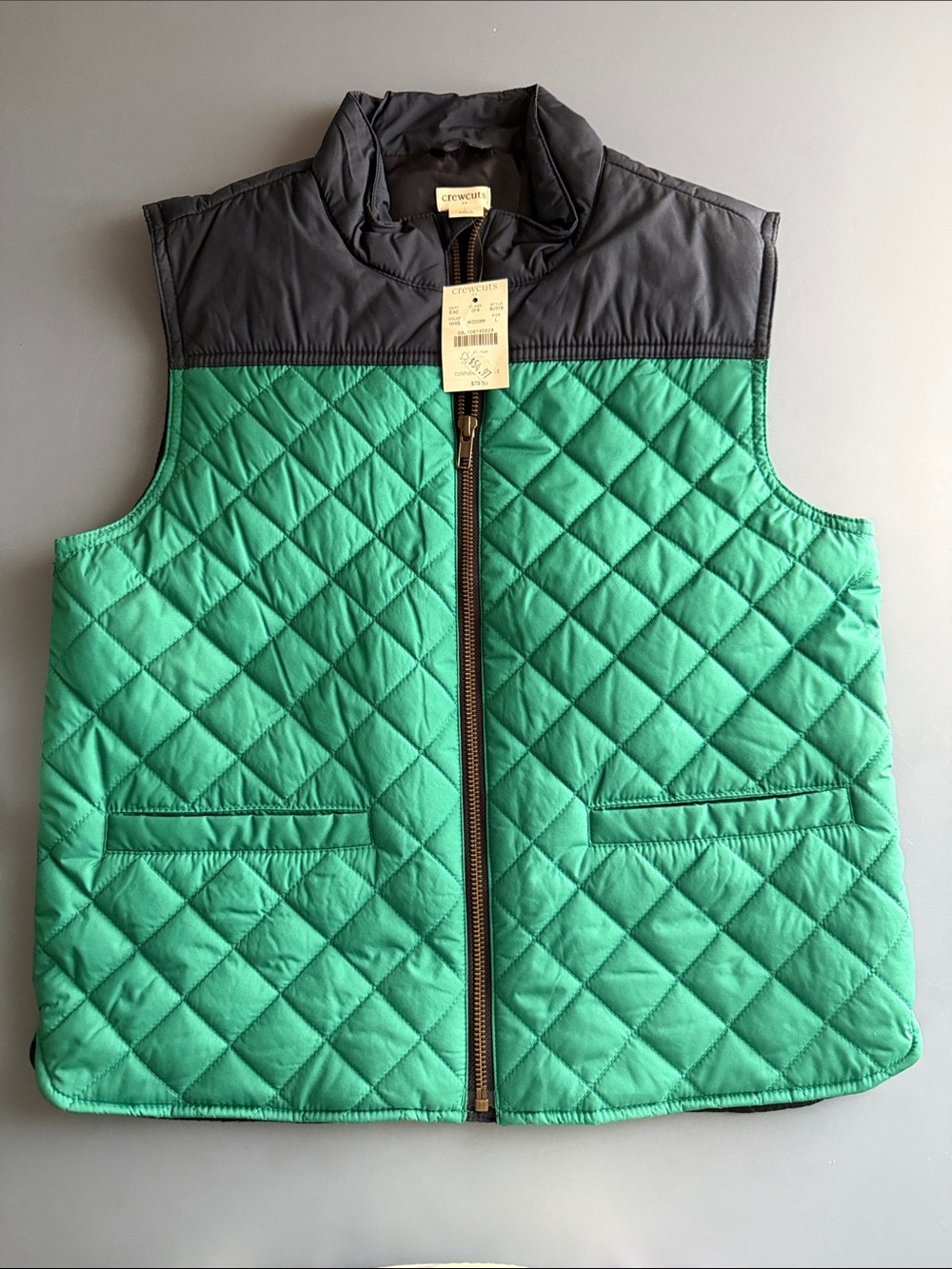 J.crew Crewcuts Quilted Green & Navy Puffer Vest